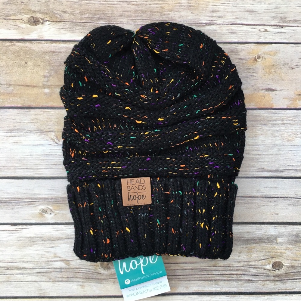 Black Confetti Beanie from Headbands of Hope